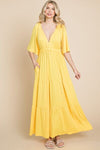 Culture Code Backless Plunge Half Sleeve Tiered Dress Maxi Dress Trendsi LEMONADE S 