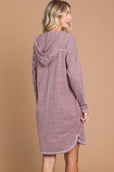 Culture Code Full Size Hooded Long Sleeve Sweater Dress Hooded Sweater Trendsi   