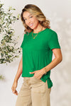 Basic Bae Full Size Round Neck Short Sleeve T-Shirt T-Shirt Trendsi Mid Green S 