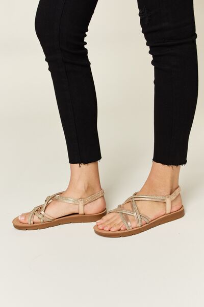 Forever Link Rhinestone Crisscross Flat Sandals - NeoKira Unlimited