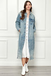 Veveret Full Size Distressed Raw Hem Pearl Detail Button Up Jacket Jacket Trendsi MEDWASH S 