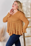 Hailey & Co Full Size V-Neck Flounce Sleeve Blouse Top Trendsi   