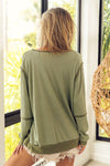 BiBi Waffle Knit Contrast Trim Long Sleeve T-Shirt Top Trendsi   