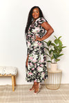 Double Take Floral Flutter Sleeve Tie-Waist Split Dress Maxi Dress Trendsi   