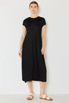 Marina West Swim Pleated Cap Sleeve A-Line Dress Midi Dress Trendsi Black S/M 