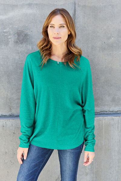 Double Take Full Size Round Neck Long Sleeve T-Shirt - NeoKira Unlimited