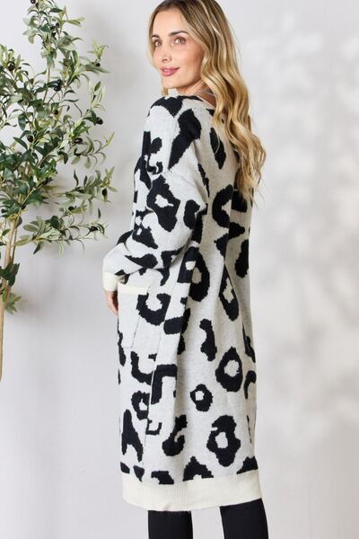 BiBi Leopard Open Front Cardigan Cardigan Trendsi   