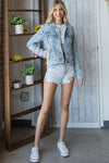 Veveret Distressed Button Up Denim Jacket Jacket Trendsi   