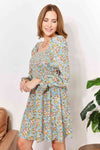 Double Take Floral Smocked Flounce Sleeve Square Neck Dress Mini Dress Trendsi   