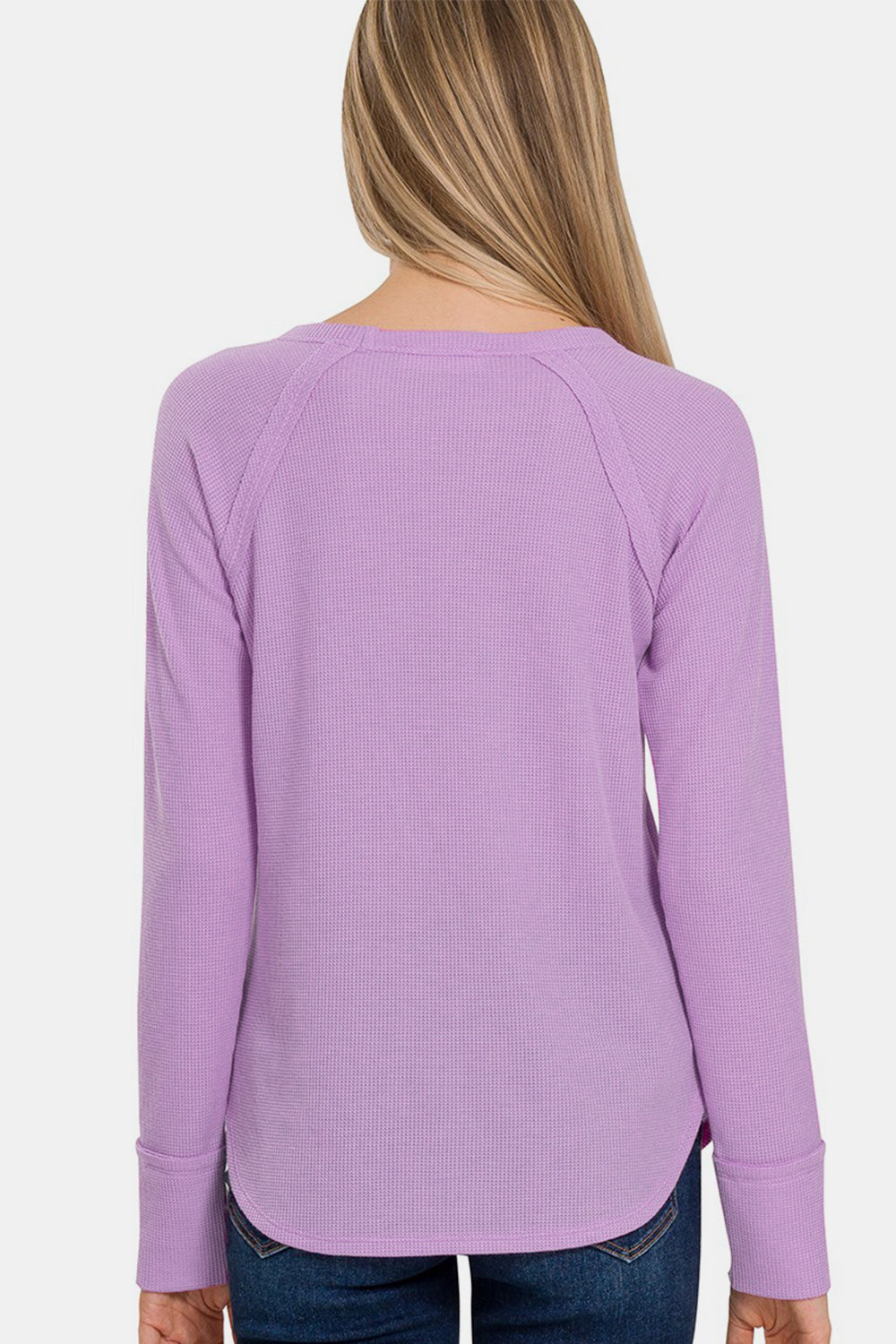 Zenana Waffle Long Sleeve T-Shirt T-Shirt Trendsi   