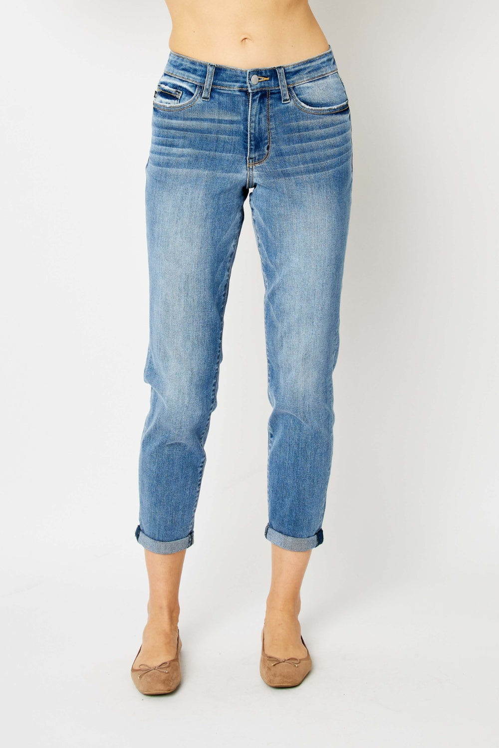 Judy Blue Full Size Cuffed Hem Slim Jeans - NeoKira Unlimited