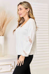 Double Take V-Neck Dropped Shoulder Blouse Top Trendsi   