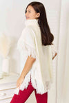 Justin Taylor Turtle Neck Fringe Poncho Ponchos Trendsi   