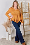 Hailey & Co Full Size V-Neck Flounce Sleeve Blouse Top Trendsi   