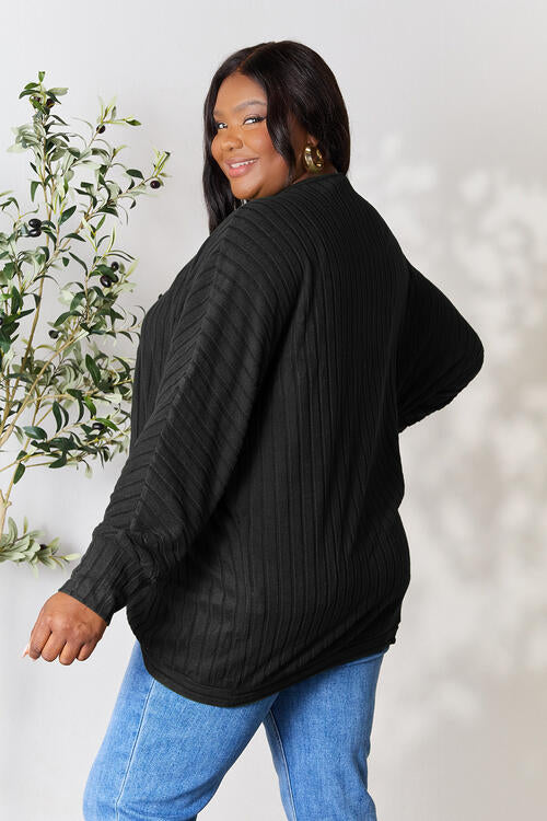 Basic Bae Full Size Ribbed Cocoon Cardigan - NeoKira Unlimited