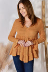 Hailey & Co Full Size V-Neck Flounce Sleeve Blouse Top Trendsi   