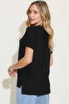 Basic Bae Full Size V-Neck High-Low T-Shirt Top Trendsi   