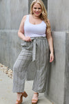 Heimish Find Your Path Full Size Paperbag Waist Striped Culotte Pants Pants Trendsi   