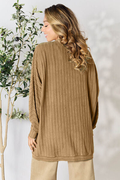 Basic Bae Full Size Ribbed Cocoon Cardigan - NeoKira Unlimited