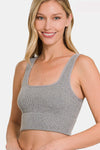 Zenana Ribbed Square Neck Cropped Tank Tank Top Trendsi   