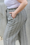 Heimish Find Your Path Full Size Paperbag Waist Striped Culotte Pants Pants Trendsi   