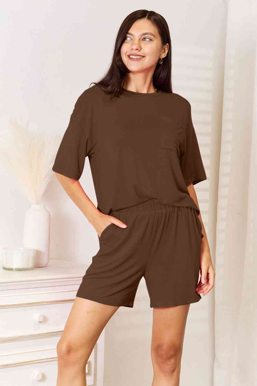 Basic Bae Full Size Soft Rayon Half Sleeve Top and Shorts Set - NeoKira Unlimited