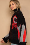 POL Turtleneck Color Block Fringe Detail Sweater Sweater Trendsi   