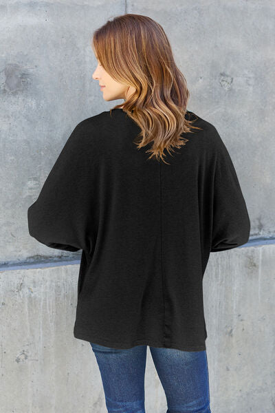 Double Take Full Size Round Neck Long Sleeve T-Shirt - NeoKira Unlimited