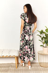 Double Take Floral Flutter Sleeve Tie-Waist Split Dress Maxi Dress Trendsi   