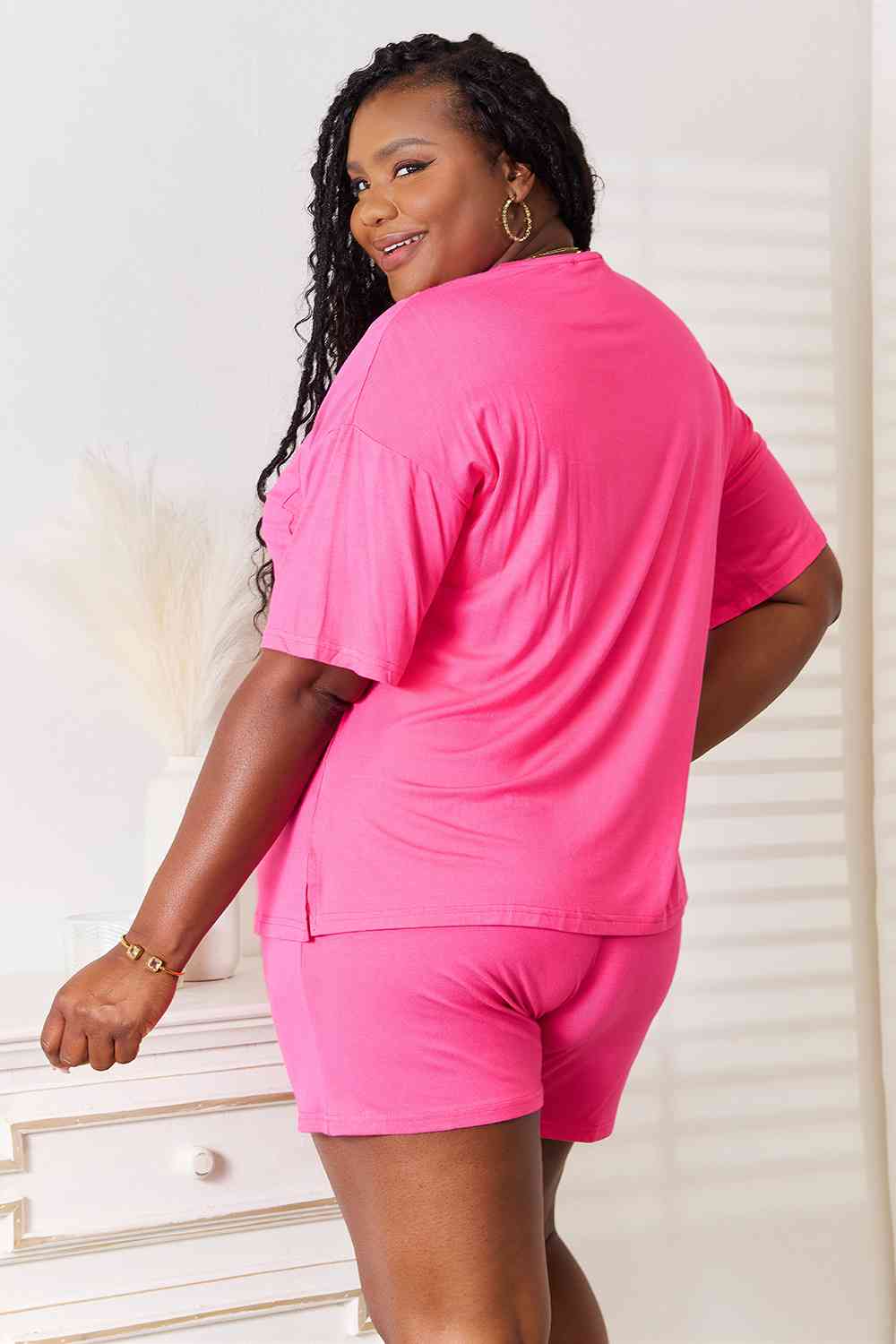Basic Bae Full Size Soft Rayon Half Sleeve Top and Shorts Set - NeoKira Unlimited