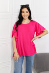 Yelete Full Size More Than Words Flutter Sleeve Top Top Trendsi Hot Pink S 