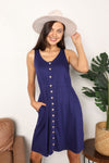 Double Take Button Front Empire Waist Sleeveless Slit Magic Dress Mini Dress Trendsi Navy S 