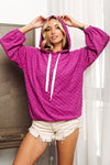 BiBi Brushed Checker Drawstring Long Sleeve Hoodie Hooded Top Trendsi   