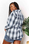 Double Take Plaid Dropped Shoulder Shirt Shirt Trendsi   