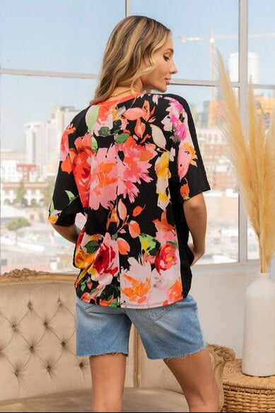 Sew In Love Full Size Floral Round Neck Short Sleeve T-Shirt - NeoKira Unlimited