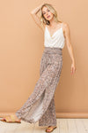 And The Why Printed Smocked Waist Slit Wide Leg Pants Pants Trendsi   