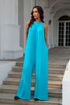 Double Take Full Size Tie Back Cutout Sleeveless Jumpsuit Jumpsuits Trendsi Aqua S 