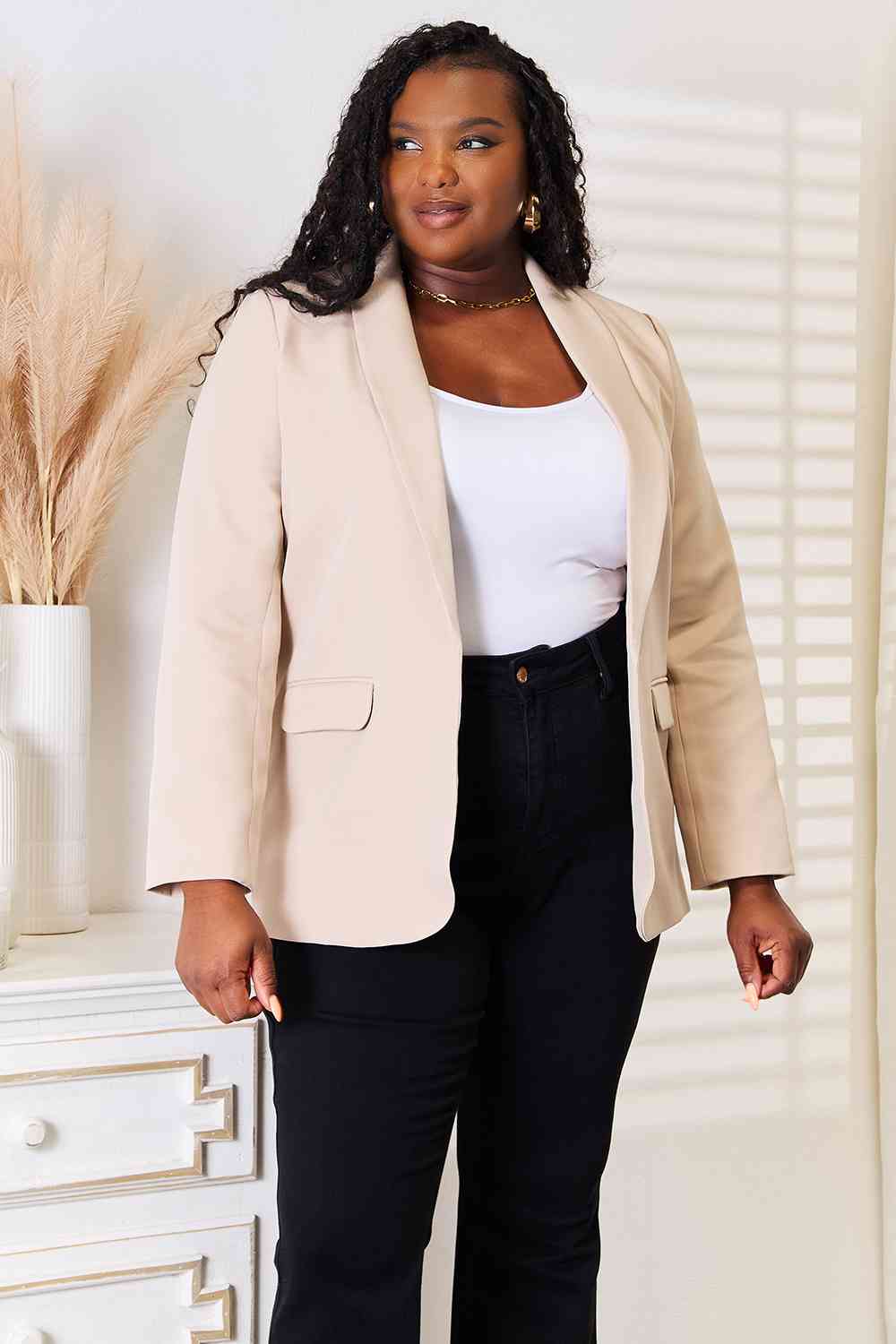 Devine Shawl Collar Long Sleeve Blazer - NeoKira Unlimited