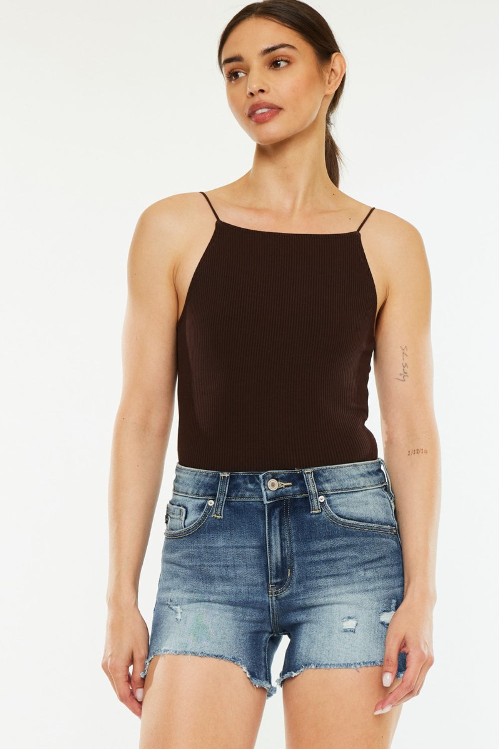 Kancan High Waist Raw Hem Denim Shorts - NeoKira Unlimited