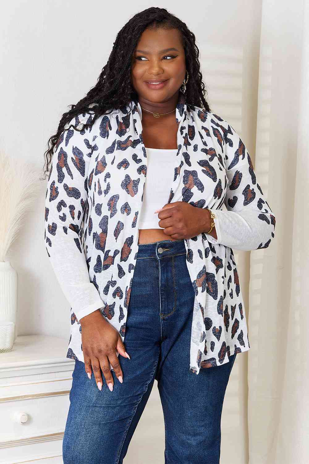 Double Take Leopard Long Sleeve Cardigan - NeoKira Unlimited