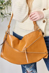 SHOMICO Zipper Detail Shoulder Bag with Pouch Handbag Trendsi TAN One Size 