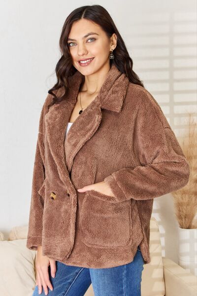Culture Code Double Breasted Fuzzy Coat - NeoKira Unlimited