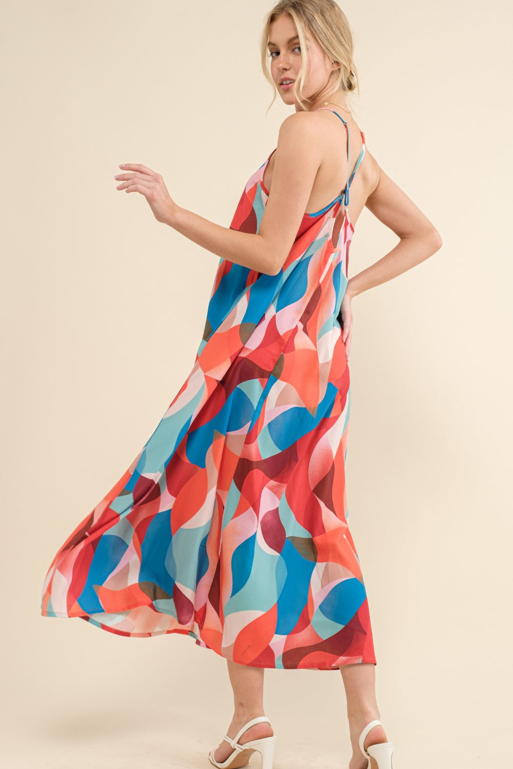 And the Why Printed Crisscross Back Cami Dress Maxi Dress Trendsi   