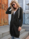 Double Take Full Size Zip-Up Longline Hoodie with Pockets Hoodie Trendsi   