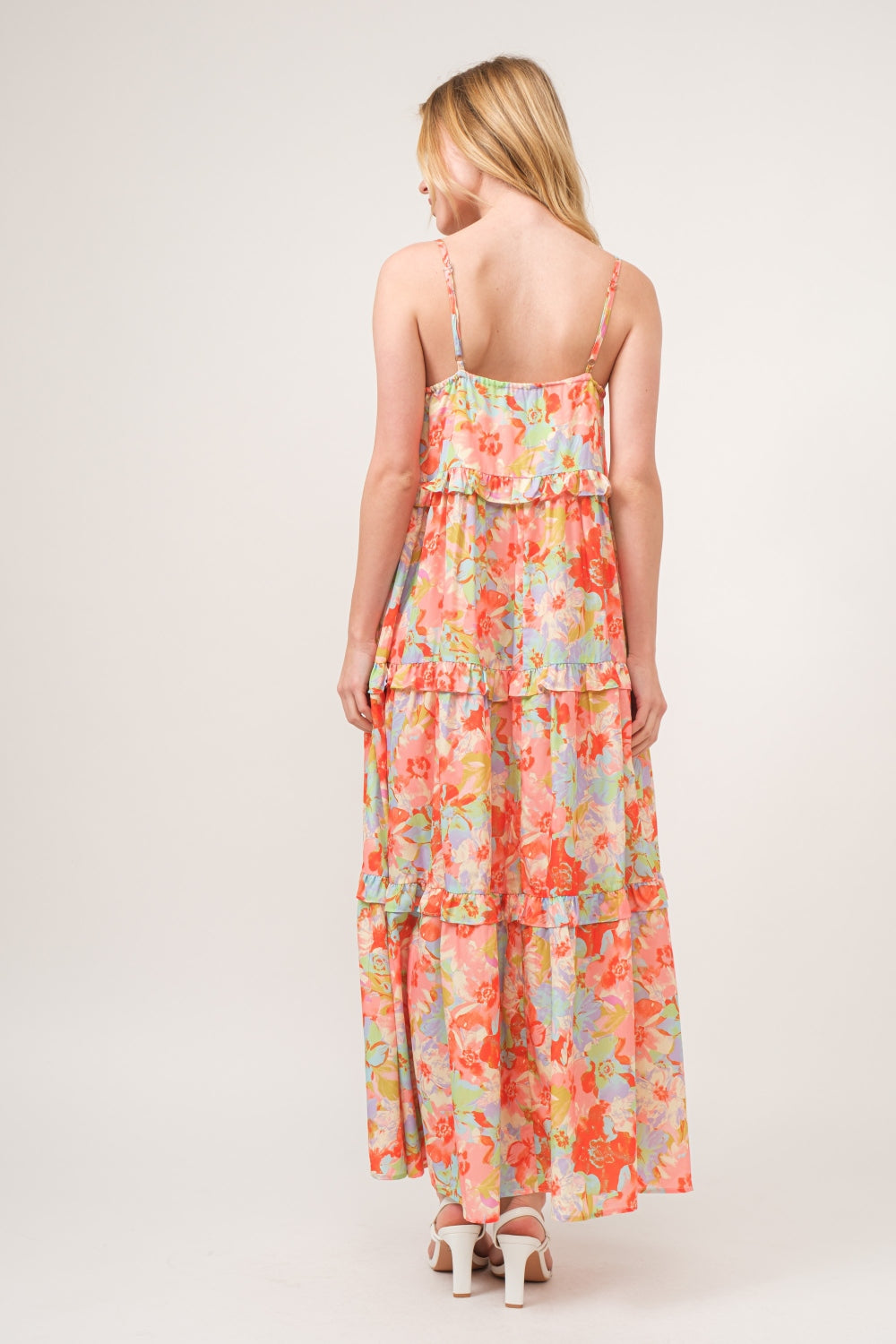 And The Why Floral Ruffled Tiered Maxi Cami Dress Maxi Dress Trendsi   