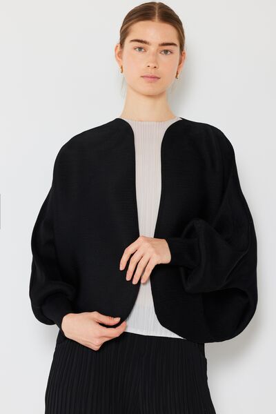 Marina West Swim Rib Pleated Puff Sleeve Bolero Cardigan Cardigan Trendsi   