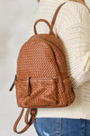 SHOMICO Vegan Leather Woven Backpack Backpack Trendsi TAN One Size 