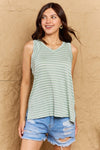 Doublju Full Size Striped Sleeveless V-Neck Top Top Trendsi   