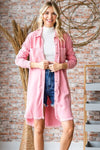 Veveret Button-Up Shirt Dress Jacket Trendsi   