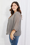 Melody Just Breathe Full Size Chiffon Kimono in Grey Kimono Trendsi   